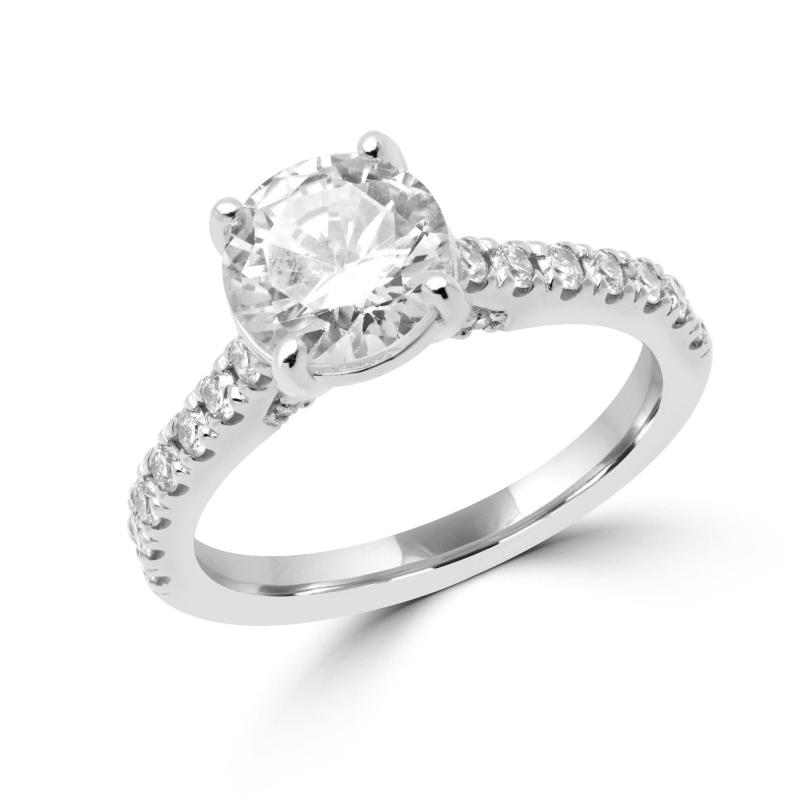 IGI Certified 1.60 TCW Round Lab Grown CVD Diamond 14K White Gold Wedding Ring