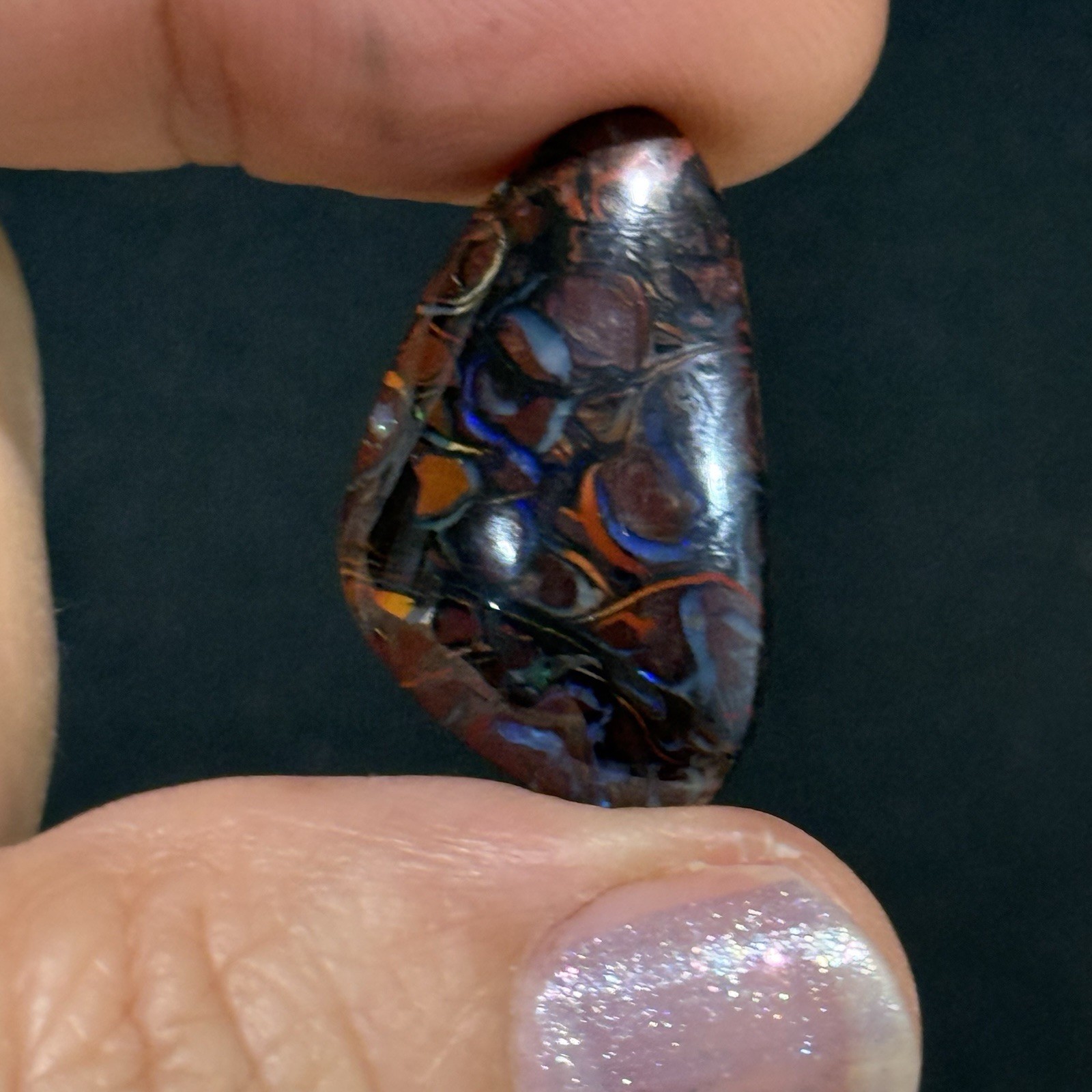 17ct 24.3×14.7×5.4mm Colorful Australian Koroit Boulder Opal Free Form Cabochon