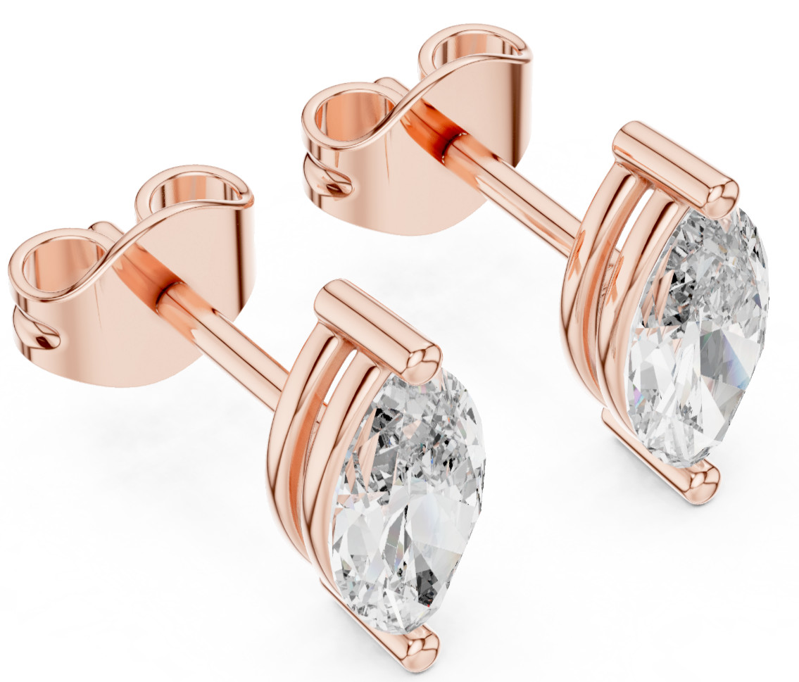 Certified Natural Diamond Designer Style Prong Studs Earrings 14K Gold Over
