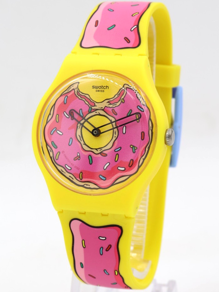 New Swiss Swatch X THE SIMPSONS SECONDS OF SWEETNESS Watch 41mm SO29Z132 $115