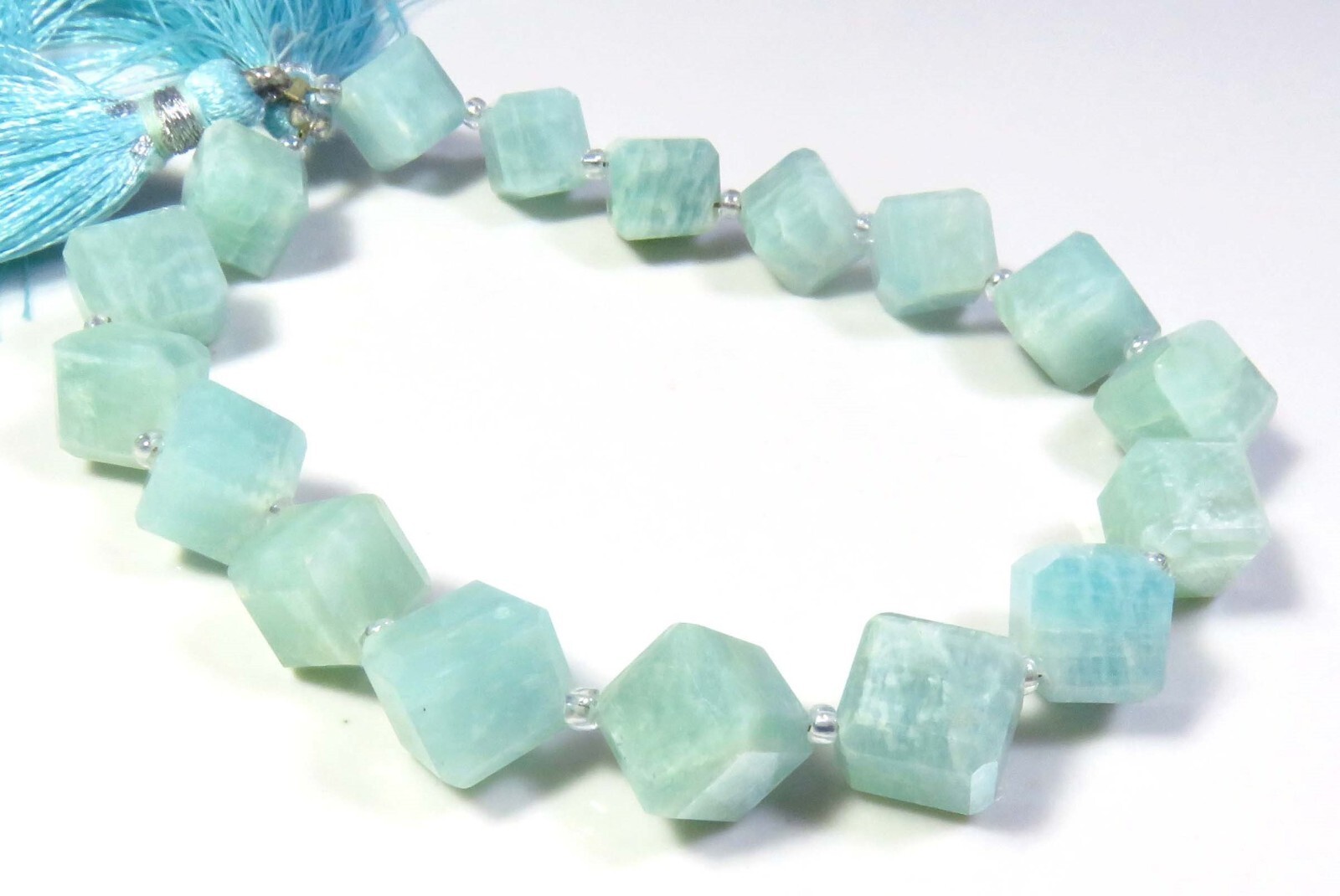 Natural Amazonite Faceted Gemstone Cube Beads 8.5-8.5mm 8″Strand 17Beads GV-3558