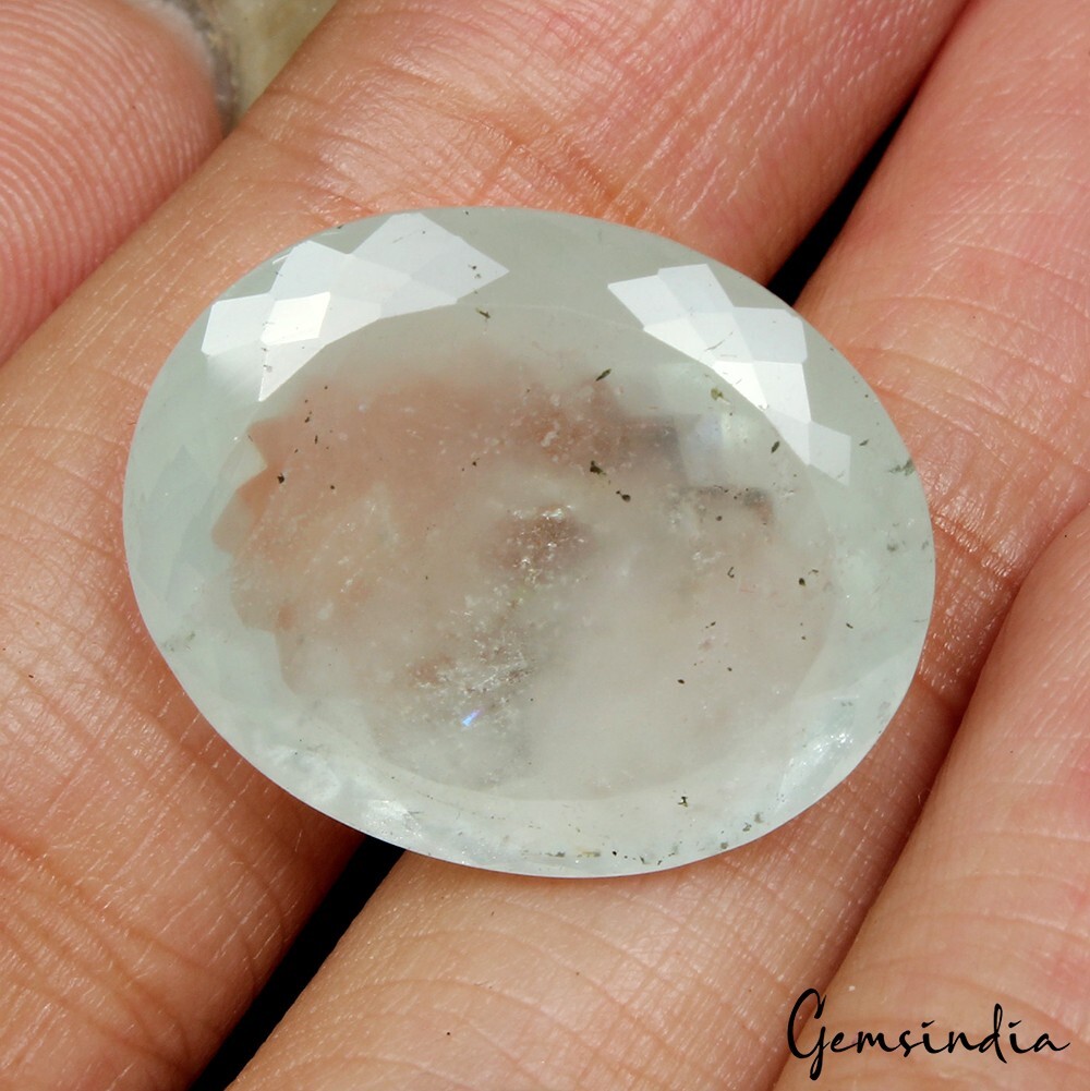 20.50 Cts Natural Unheated Aqua Blue Aquamarine Oval Cu Huge Size Gem For Ring