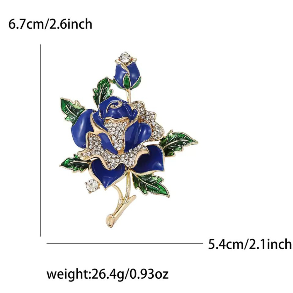 Rose Rhinestone Flower Bouquet Brooch Gold Enamel Floral Pin Flower Jewelry Gift