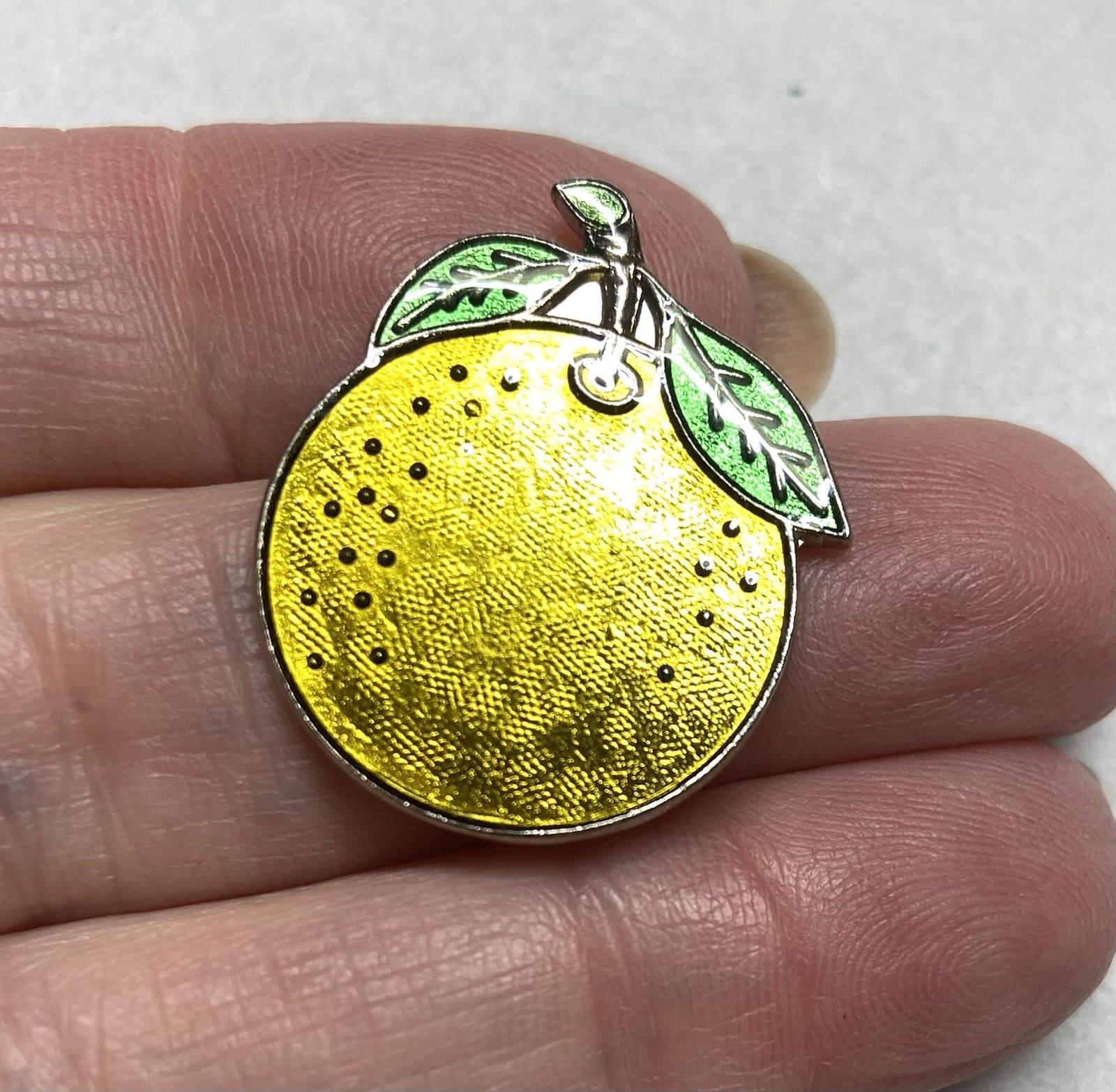 20x Rhodium Plate Fruit pendant with attached bail-Yellow and Green Enamel fruit