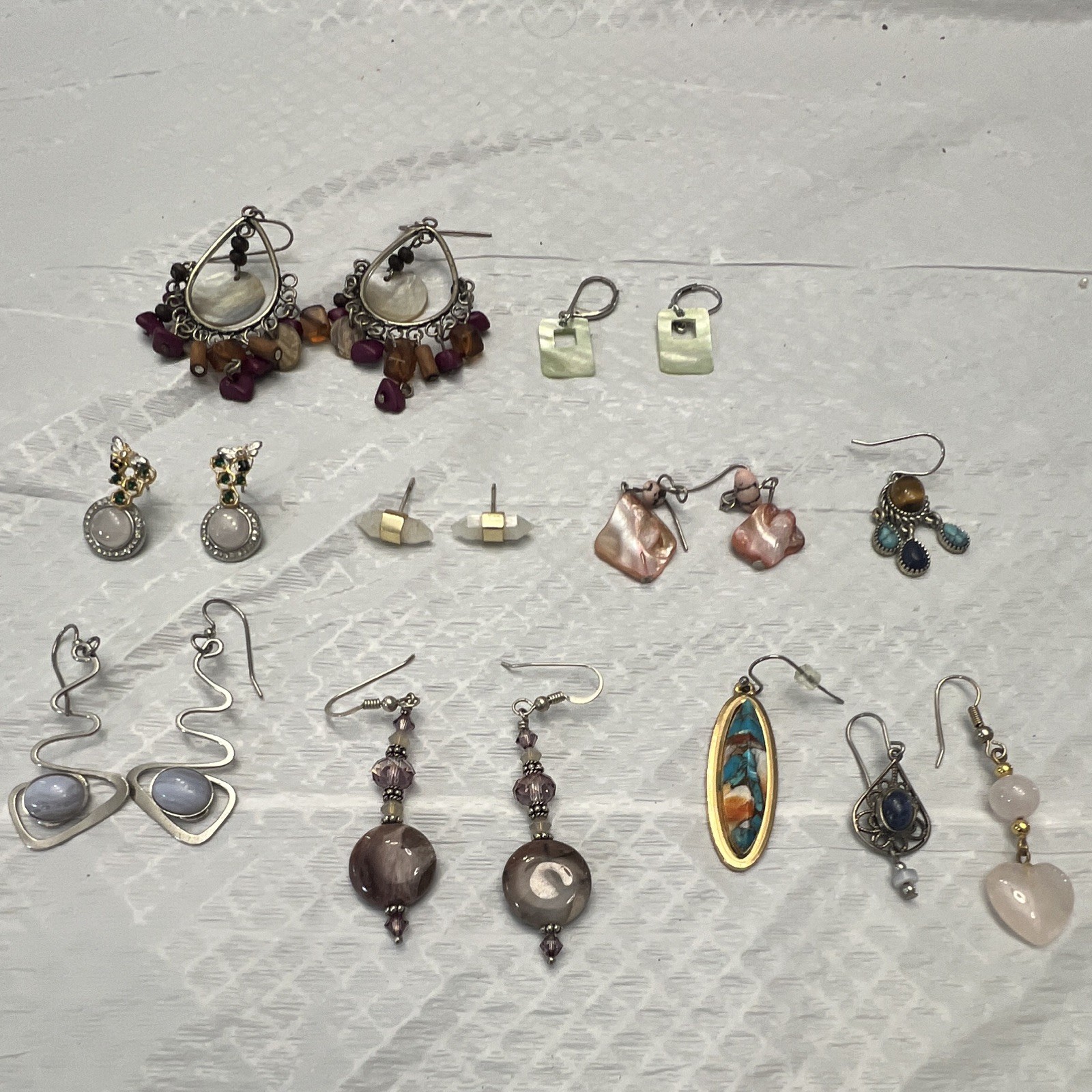 Multicolor Metal Earrings Mixed Lot Dangle/Drop Stud Hoop Hook Closure