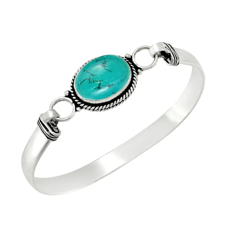 Beauty Santa Rosa Turquoise Gemstone 925 Sterling Silver Handmade Bracelet Cuff