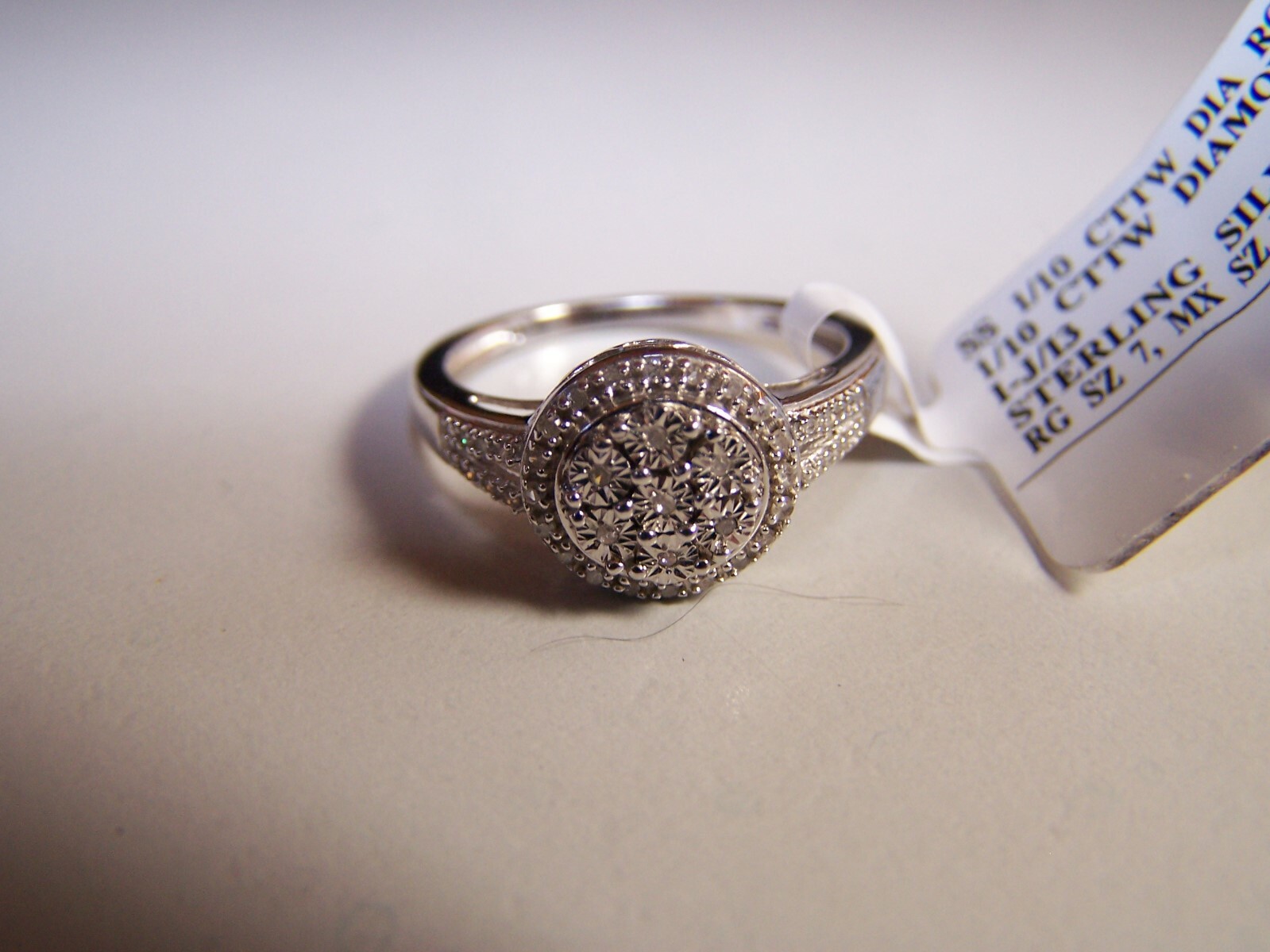 KOHL’S ALLURE GEMS DESIGNER 40 DIAMOND HALO STERLING SILVER PROMISE RING SZ 7