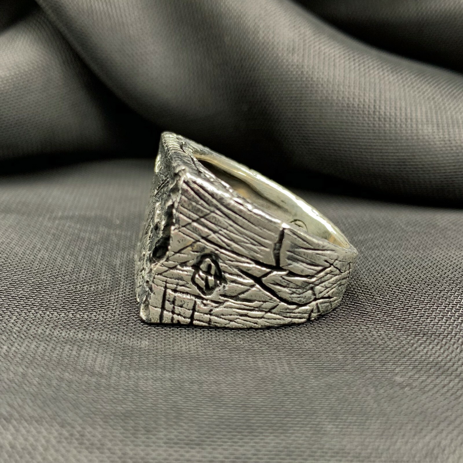 925 Sterling Silver Solid Men’s Ring. Heavy and Stylish. Moon Surface. No Stone
