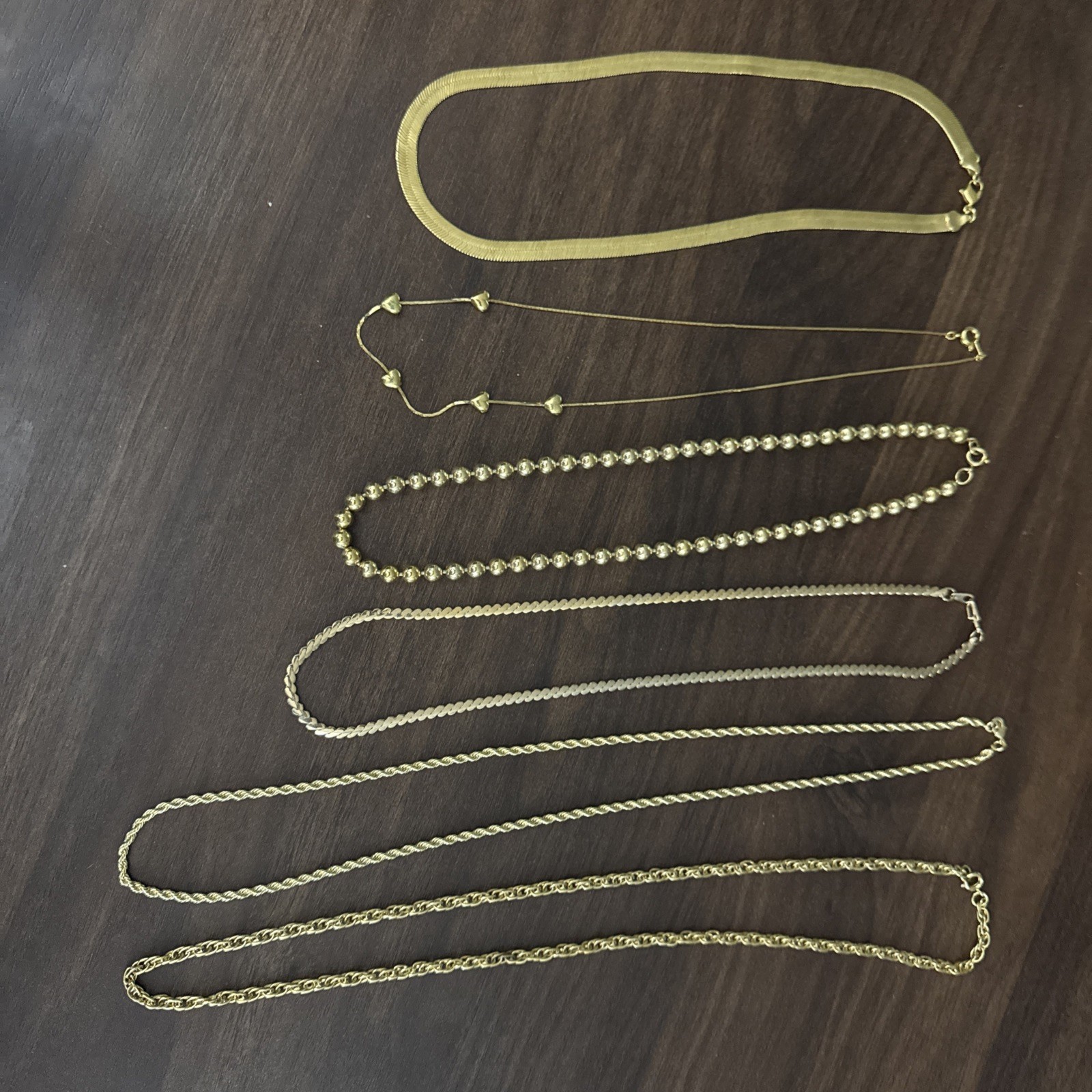 Lot Of 6 Gold Necklaces 16” to 24”. No Fading.
