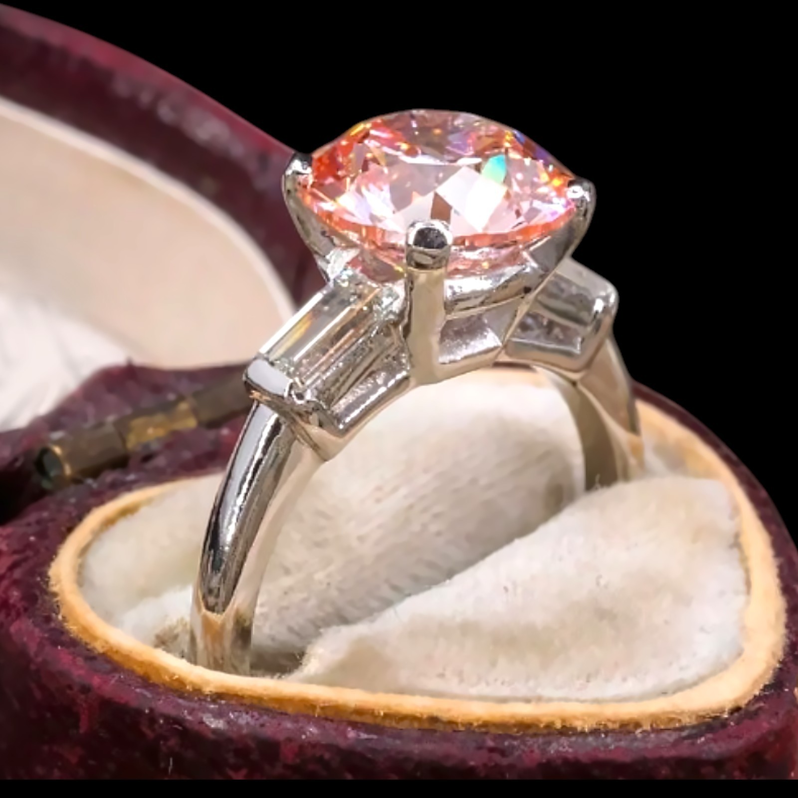 Fancy Vivid Pink Round Cut Diamond Ring IGI Lab Grown 3.00 Carat 14k White Gold