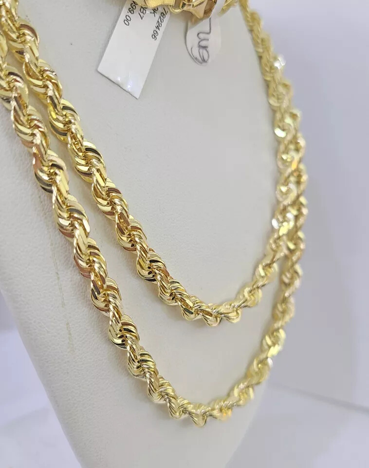 Real 10k Gold Rope Necklace Chain SOLID 6mm 20 22 24 26 28″ Inch