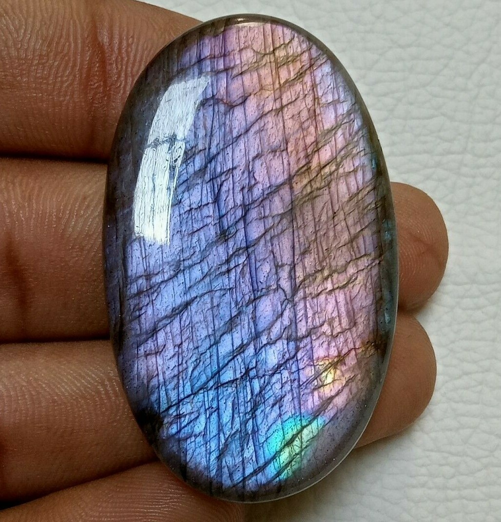 Top Unique Rare Fire Labradorite Gemstone For Jewelry Making 45X28X7 mm 87 Crt