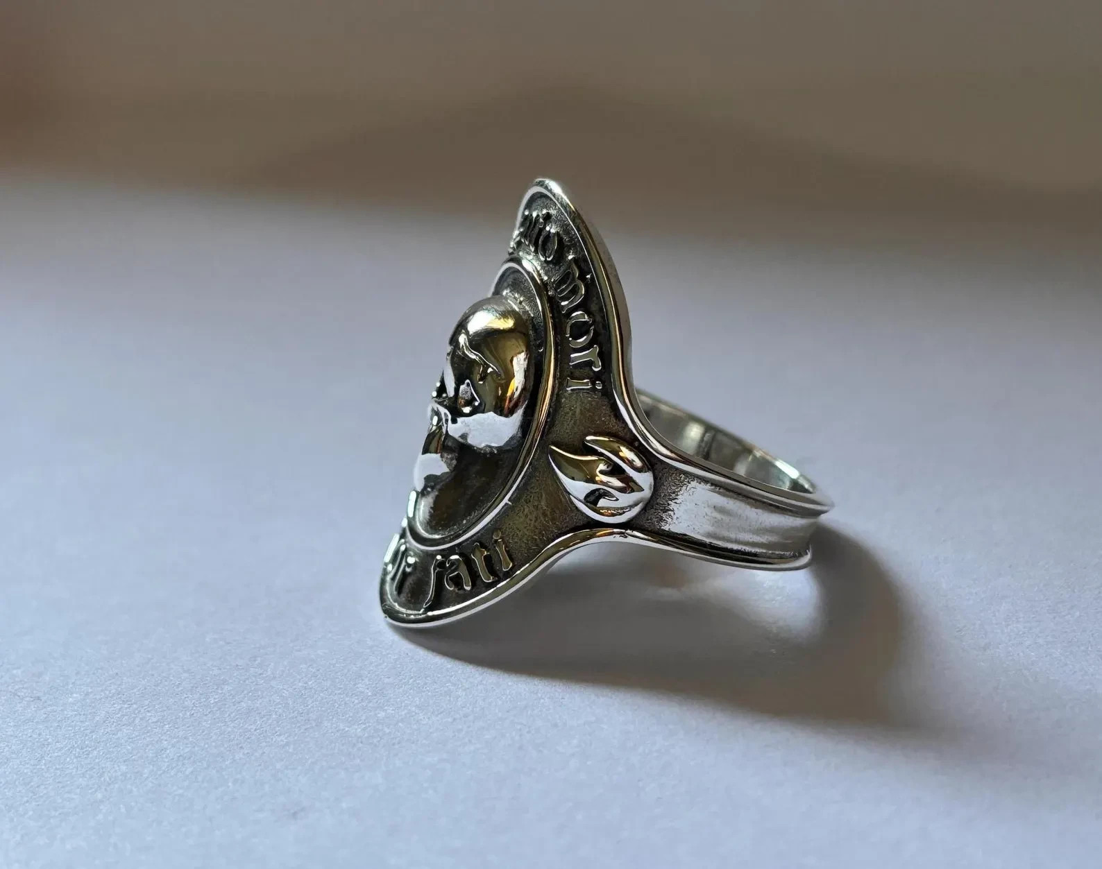 Memento Mori Skull Ring 925 Sterling Silver Gothic Statement Jewelry Gift