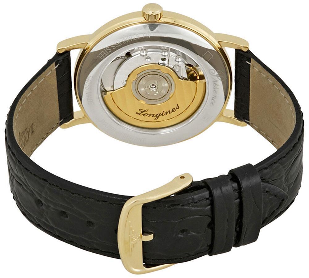 Longines Presence Automatic Yellow Gold PVD Black Leather Mens Watch L48052112