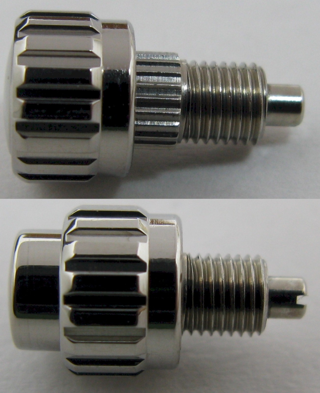 Chronograph screw pusher in stainless steel diameter 5.9 mm x1