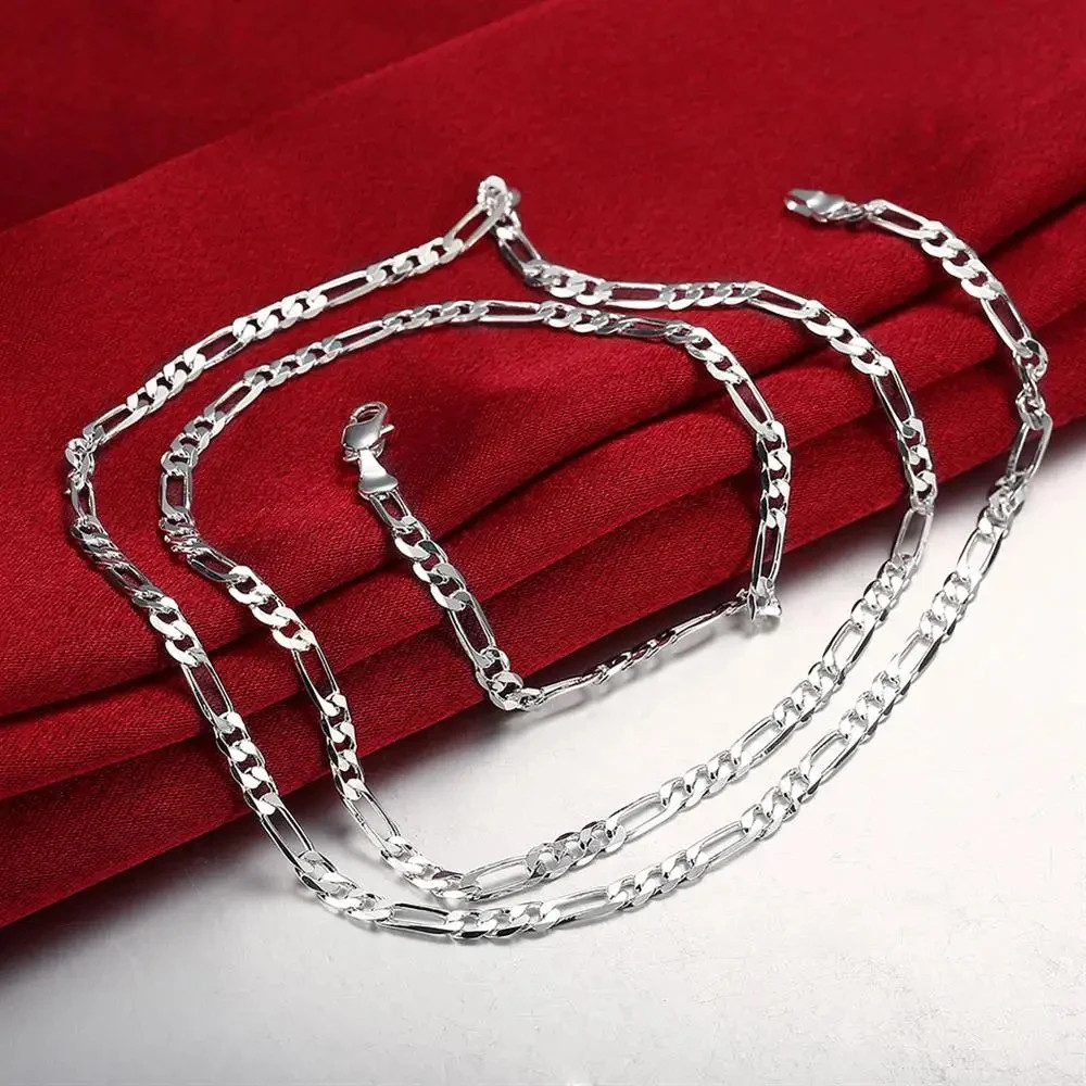 40-75cm 925 Sterling Silver 16-30″” Fine 4MM Chain Necklaces