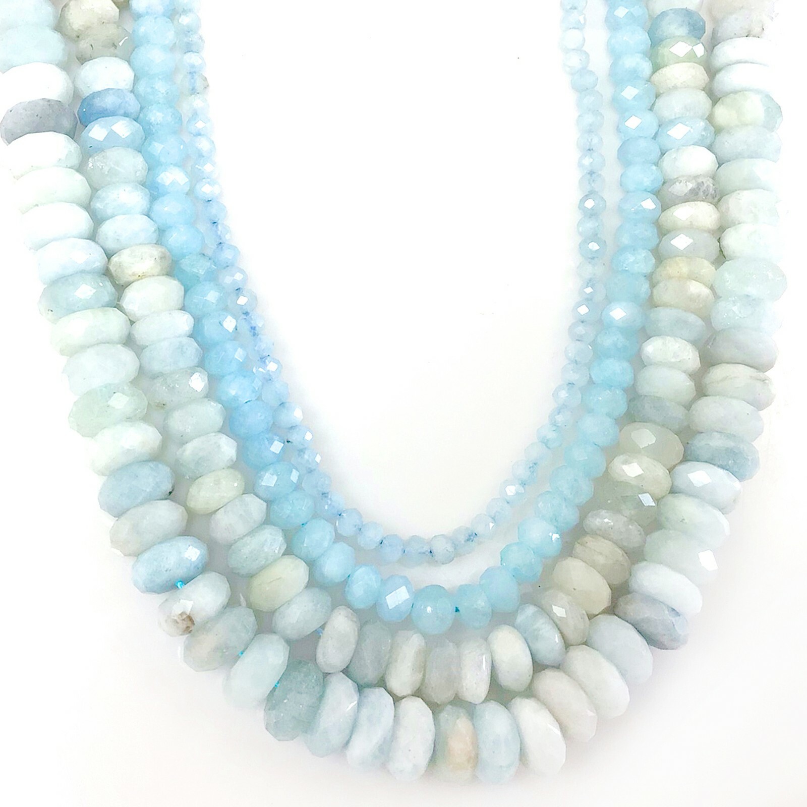 Gemstone Aqua Blue aquamarine Faceted Rondelle Bead 15″ strand 4mm 6mm 8mm 10mm
