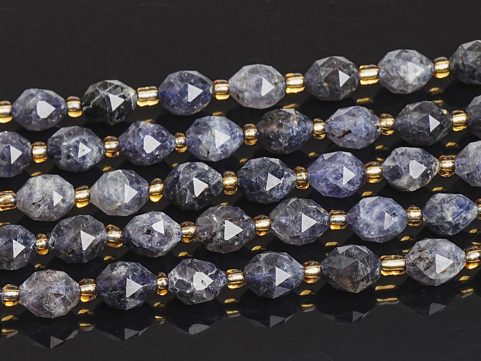 6MM Genuine Natural Gray purple Iolite Beads AA+ Rondelle Faceted Loose Beads