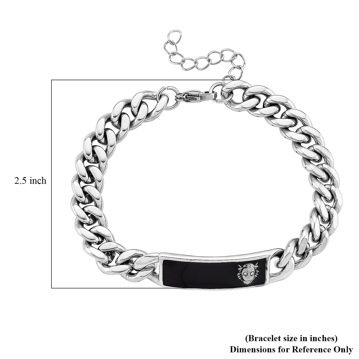 Cubic Zirconia Lion Head Bracelet in Stainless Steel 7.50-9.0In