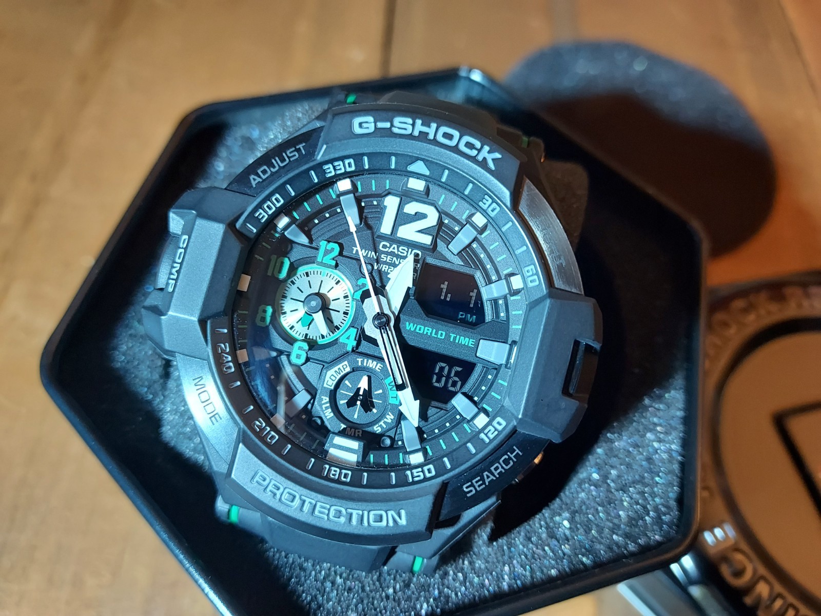 G-Shock GA-1100 Gravitymaster “Master of G” Men’s Watch, Black/Silver/Green- New