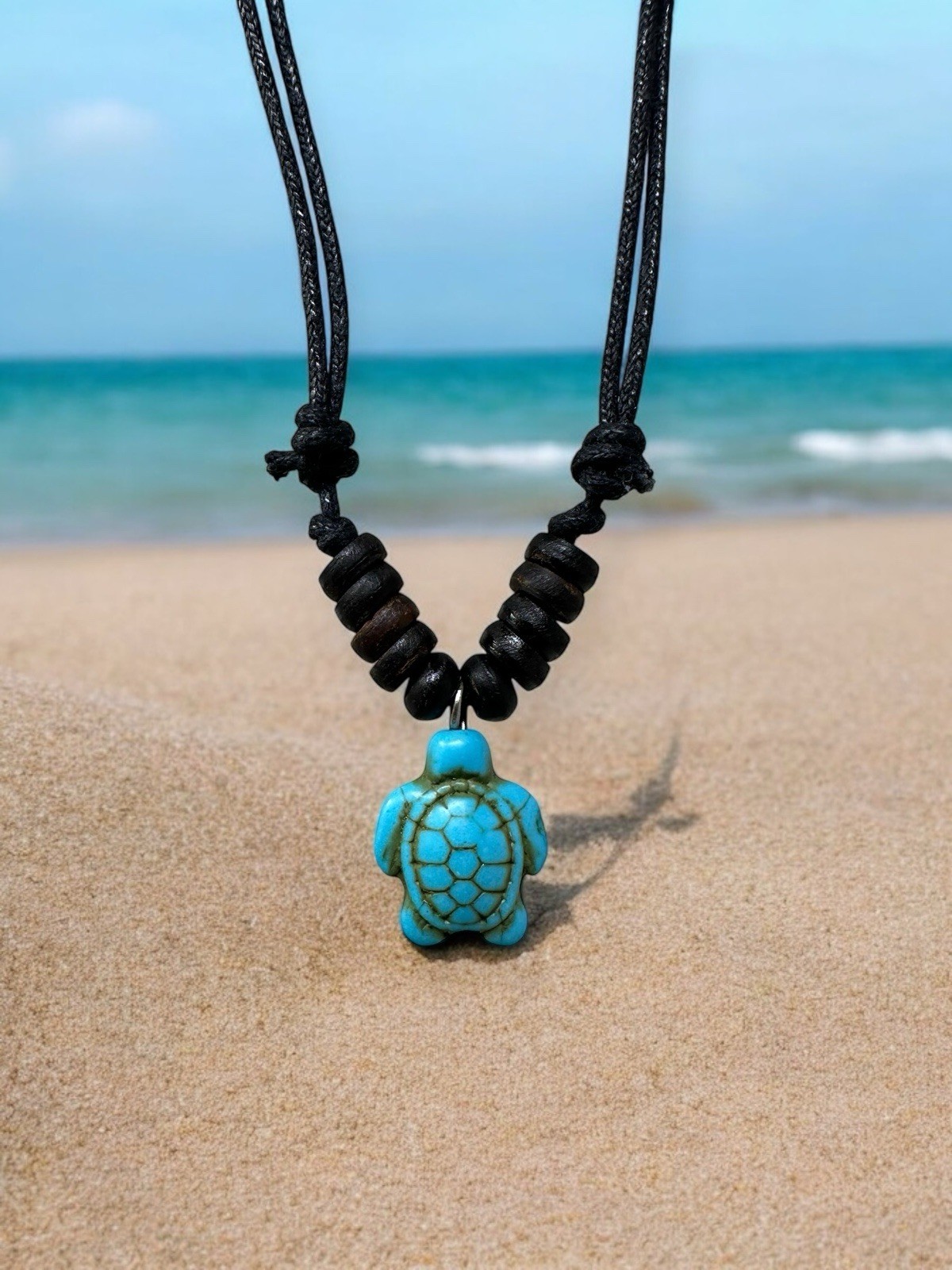 Turquoise Blue Sea Turtle Charm Necklace – Handmade Ocean-Inspired Choker