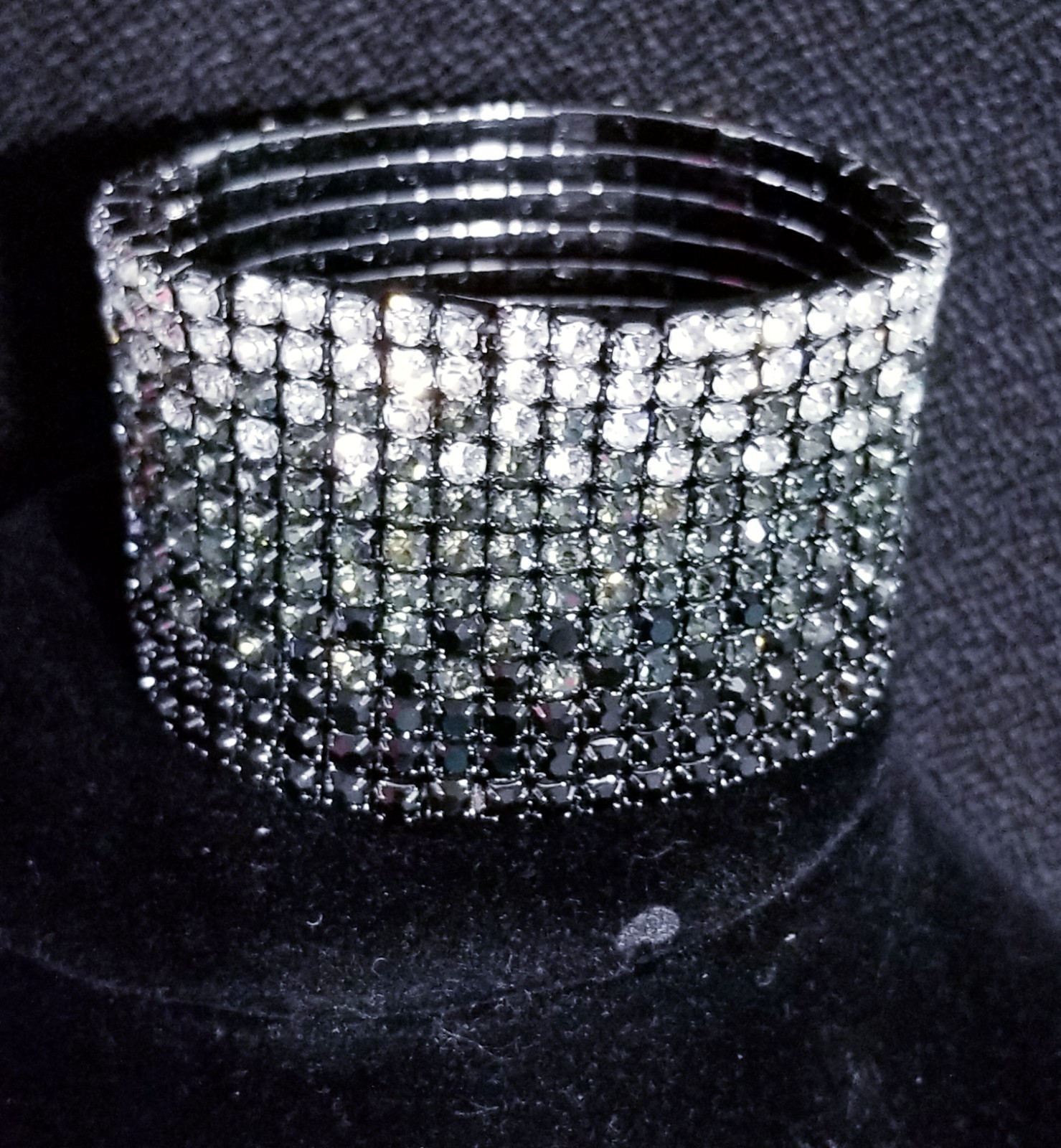 Black Rhinestone Stretch Bracelet Statement Pageant Drag Queen Jewelry Prom