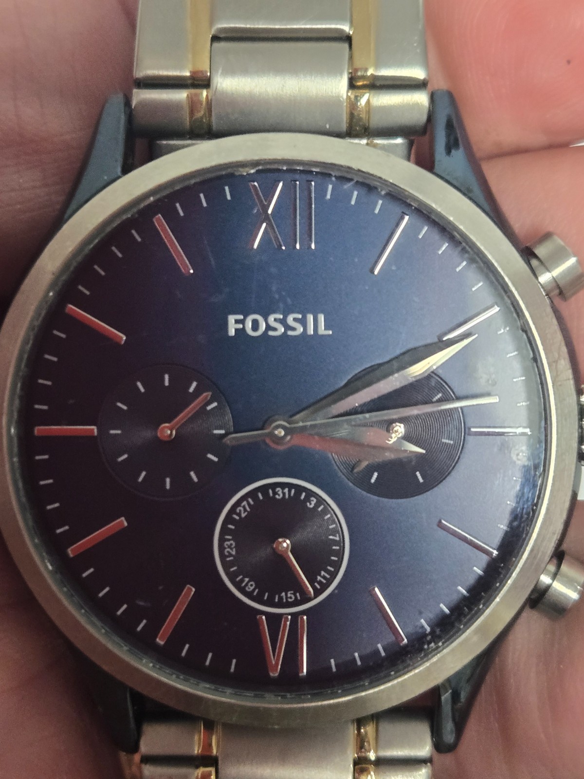 watch, fossil, undated, fresh battery, day function doesn’t work