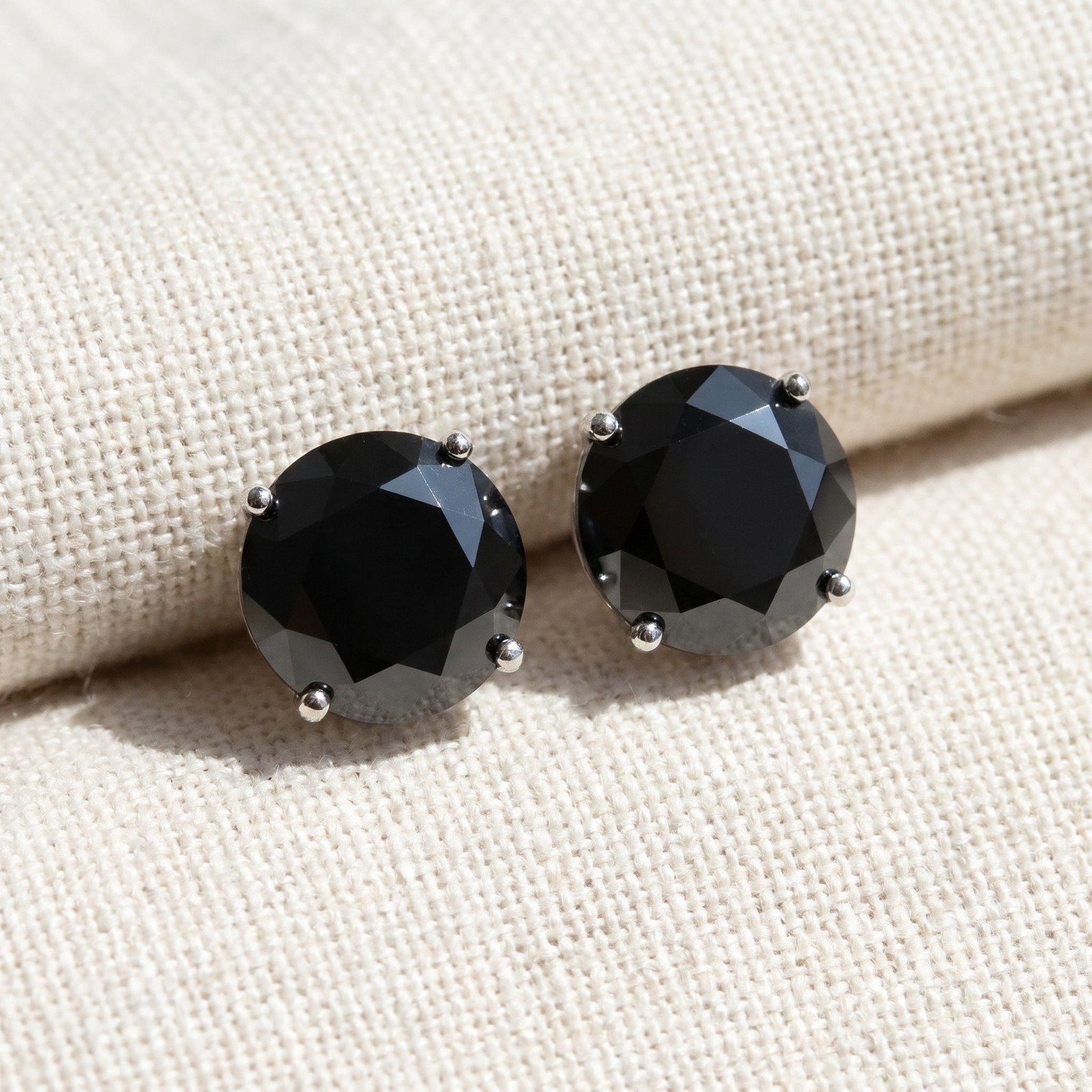 2 1/2ct Black Diamond Screw Back Studs Womens Earrings 14K White Gold