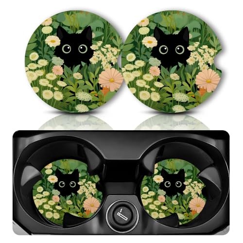 Car Coasters for Cup Holders，2.75″ Anti Slip Rubber Mat with A Finger Notch,