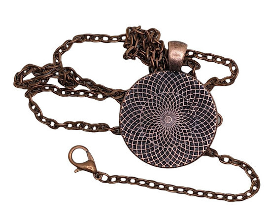 Passion Flower Art Nouveau Glass Top Pendant Necklace Handcrafted Photo Jewelry