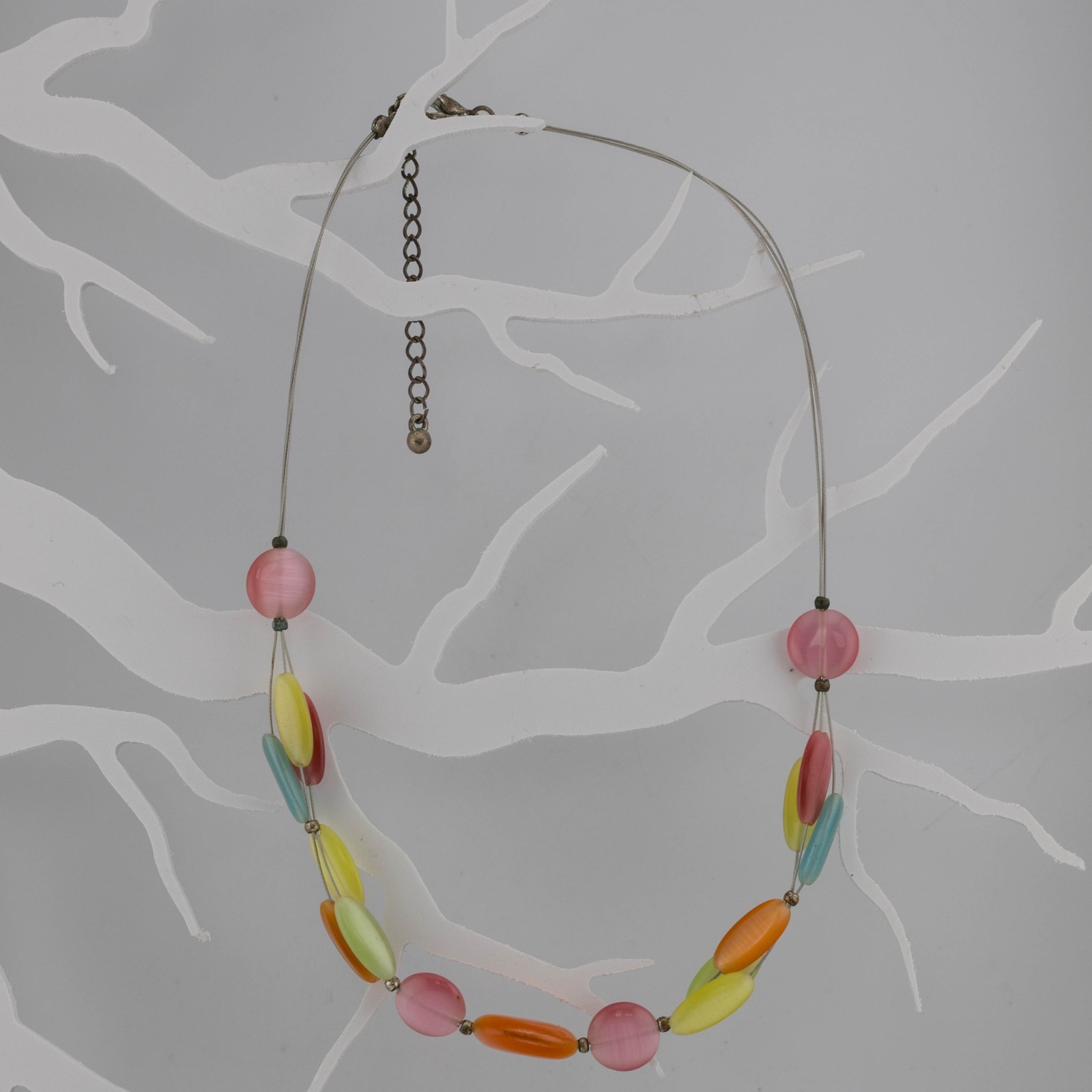 Necklace Multicolor Bead Resin Base Metal Chain Bogemian Style