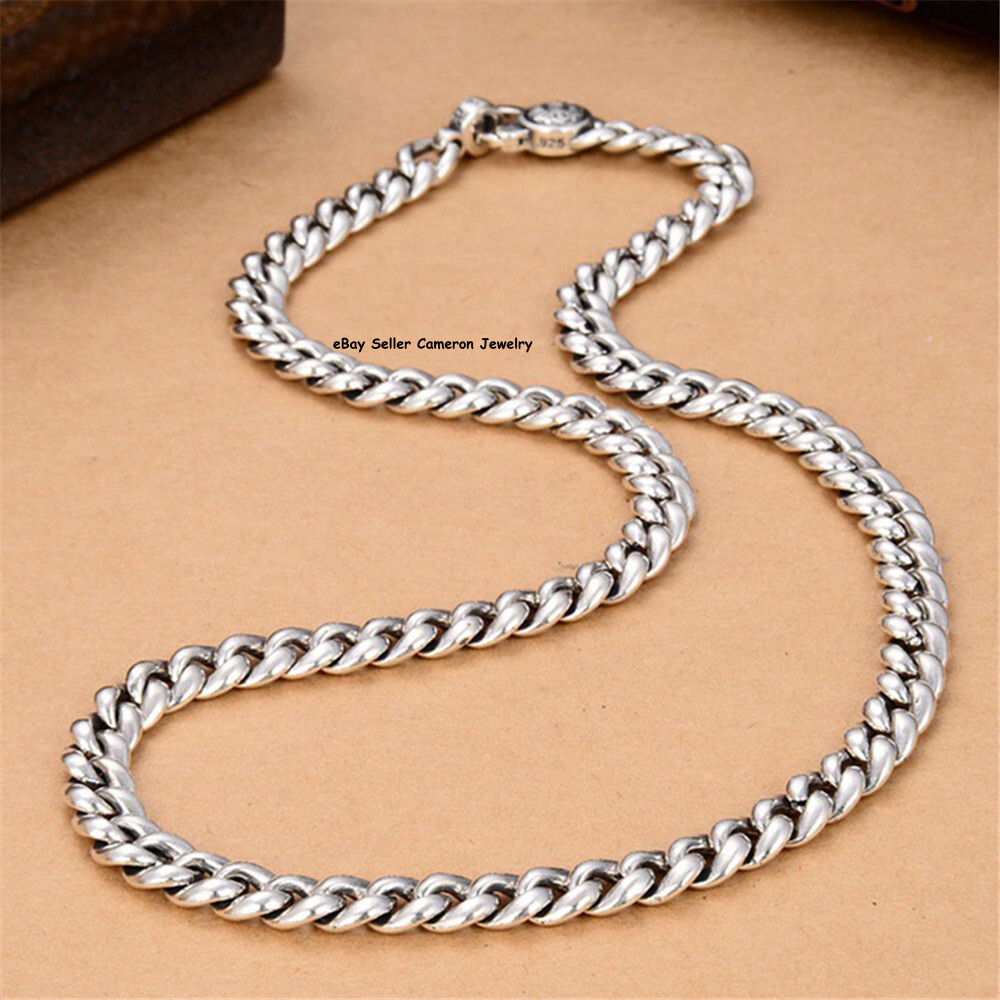 Pure 925 Sterling Silver Men’s Chain Solid 9mm Curb Link Necklace 114g 25.6inch