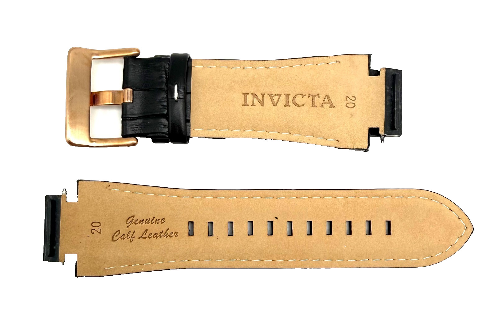 Authentic Invicta Ocean Reef 10584 Black Leather/Rose Gold Buckle Watch Band