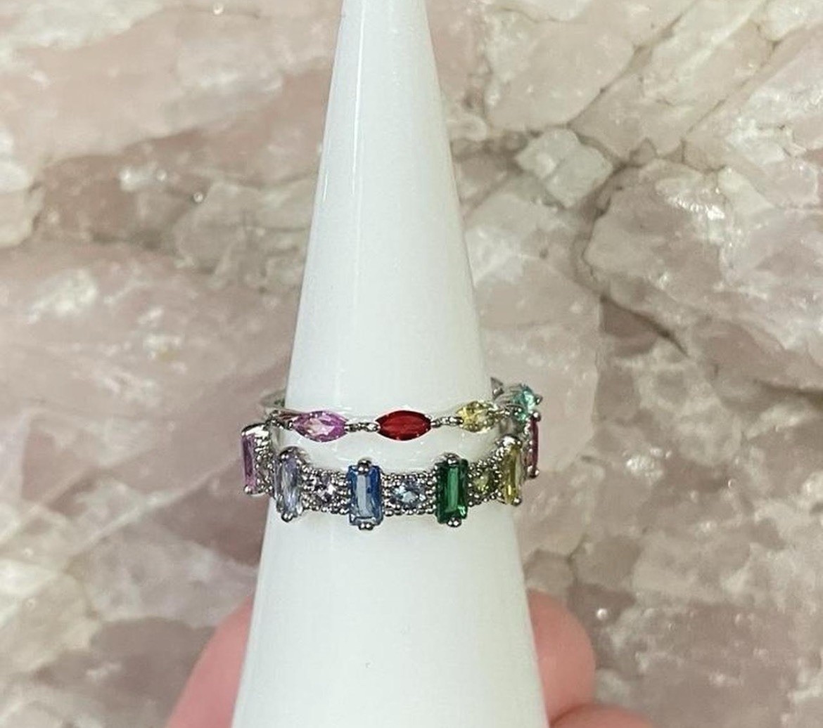 Bomb Party Autism Awareness Set Of 2 Rainbow Rings Size 5