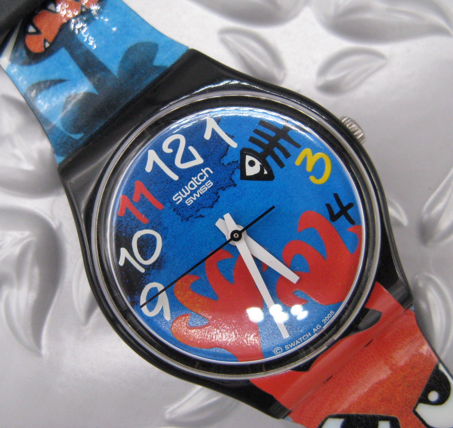 Swatch Watch BIZAR WORLD GB230 Scary Black Cat Monster Gent Vtg 2006 With Case