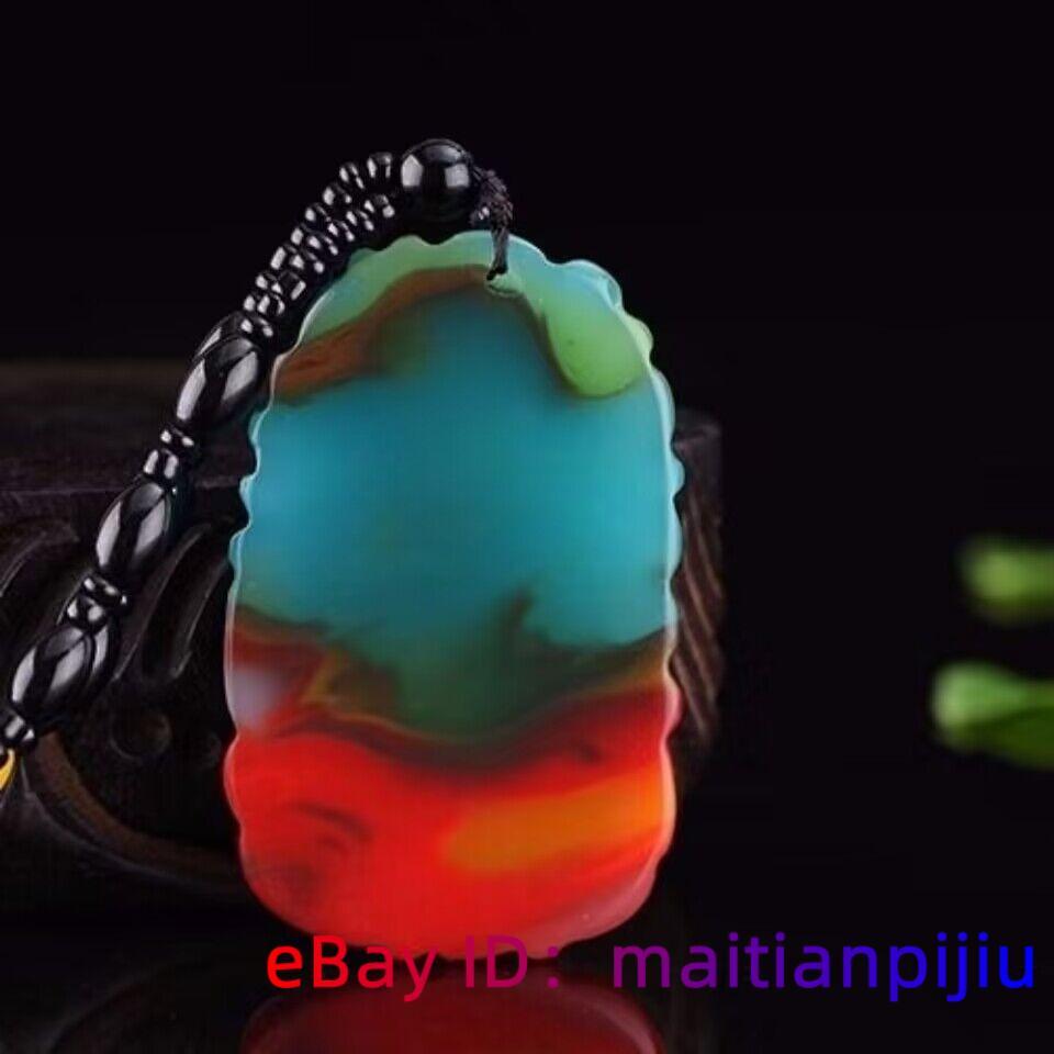 Jade Dragon Pendant Jewelry Natural Necklace Colorful Charm Carved Real Stone