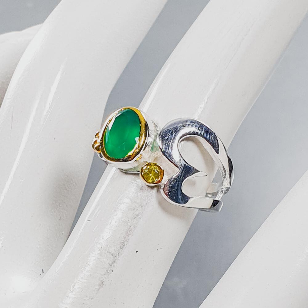 Natural Onyx Handmade Silver Ring 925 Sterling Fine Art Jewelry Gift / RVS418
