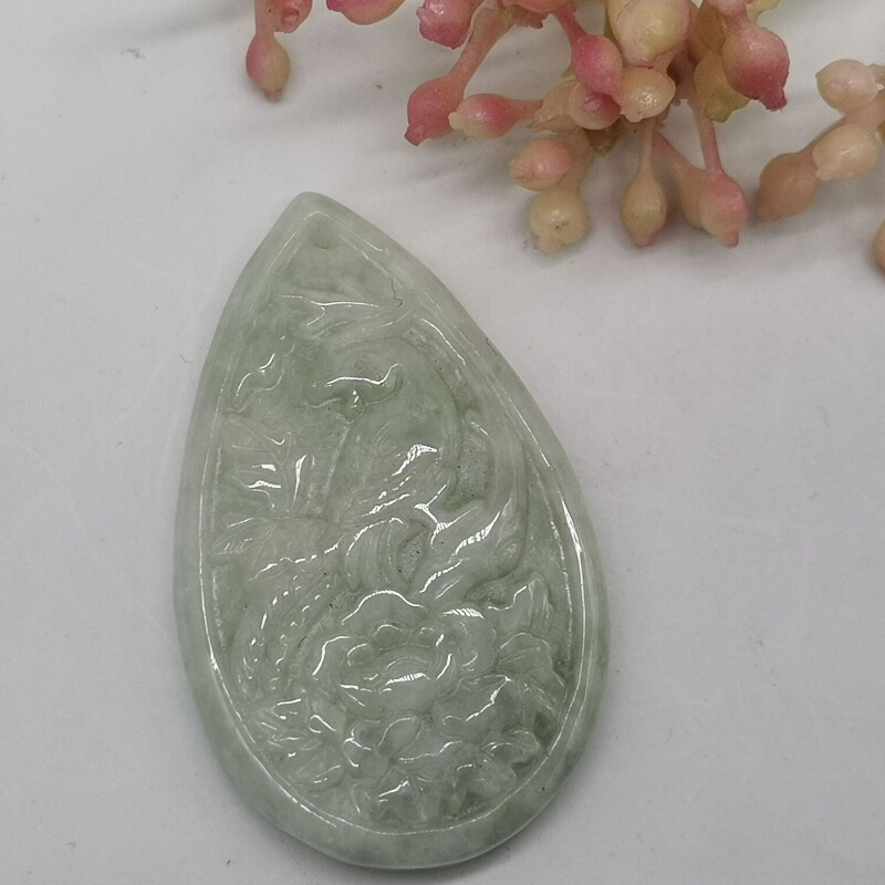 Certified Light Green A Jade Jade Jadeite Phoenix Jade Pendant 凤舞九天