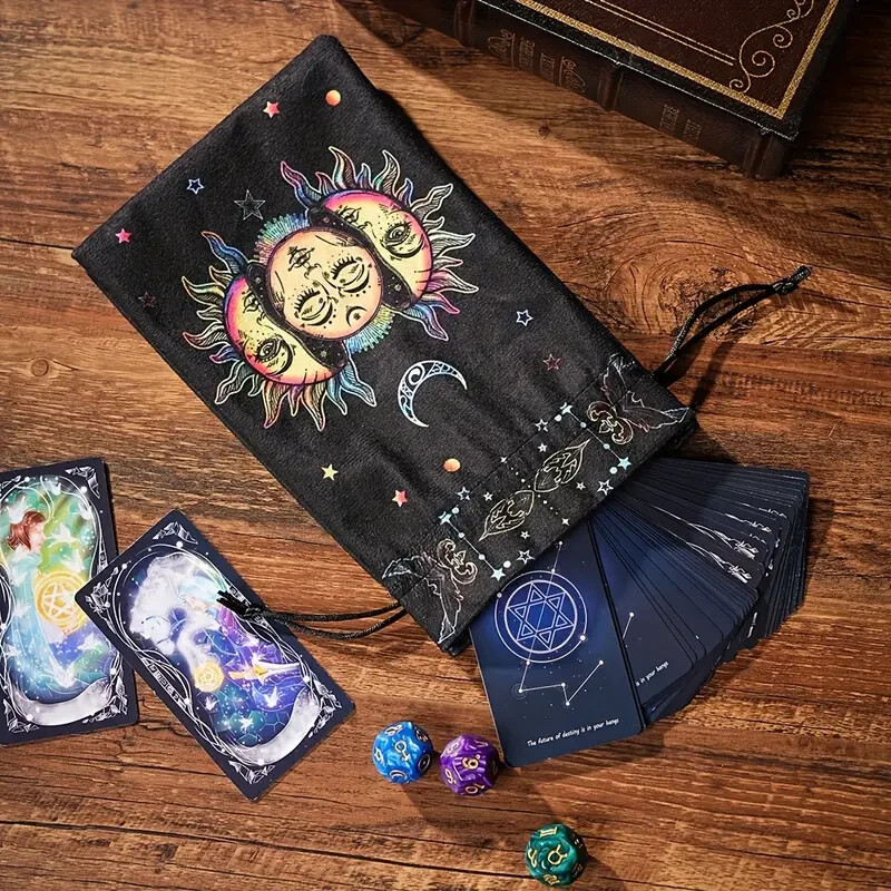 2 PC Random polyester Soft Velvet Jewelry Pouch and 1 Random Free Tarot Deck
