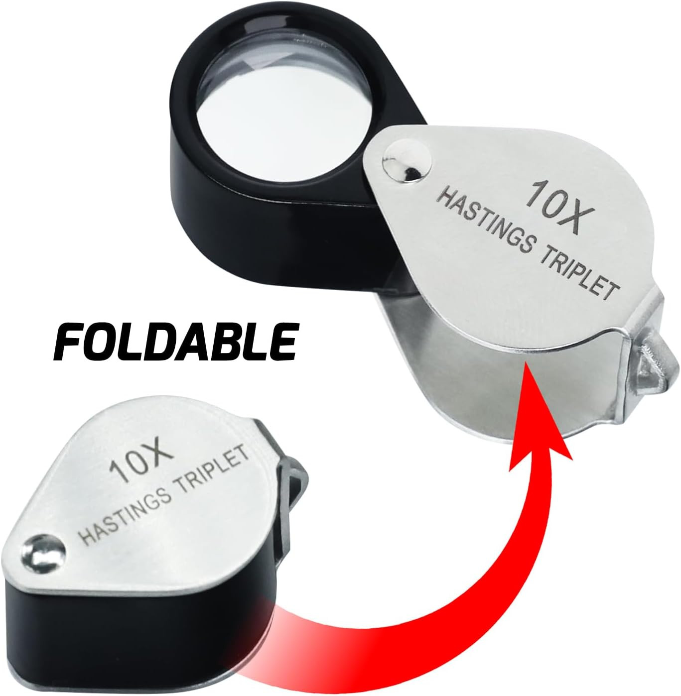 Hastings Triplet Loupe 10X Jeweler’S Loupe with 16Mm Triplet Lens Foldable Tiny