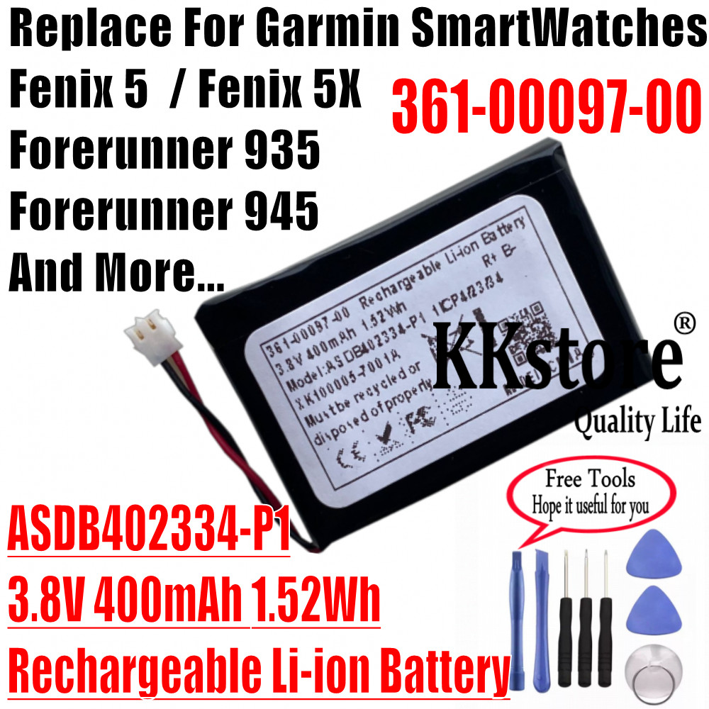 400mAh 361-00097-00 BatteryFor Garmin Fenix 5 / Fenix 5X / ASDB402334-P1