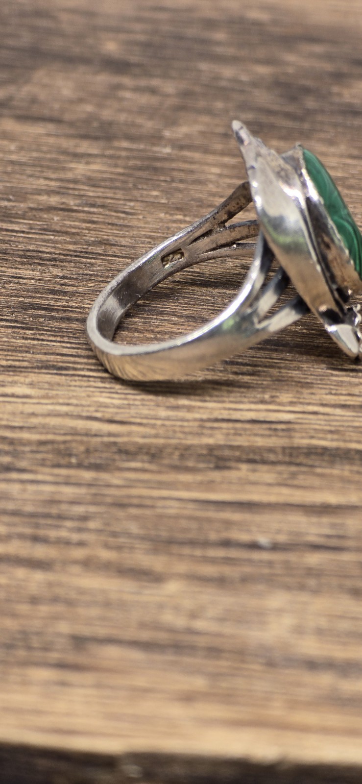 Sterling Silver Native American Style Malachite Ring-unidentified Maker’s Mark