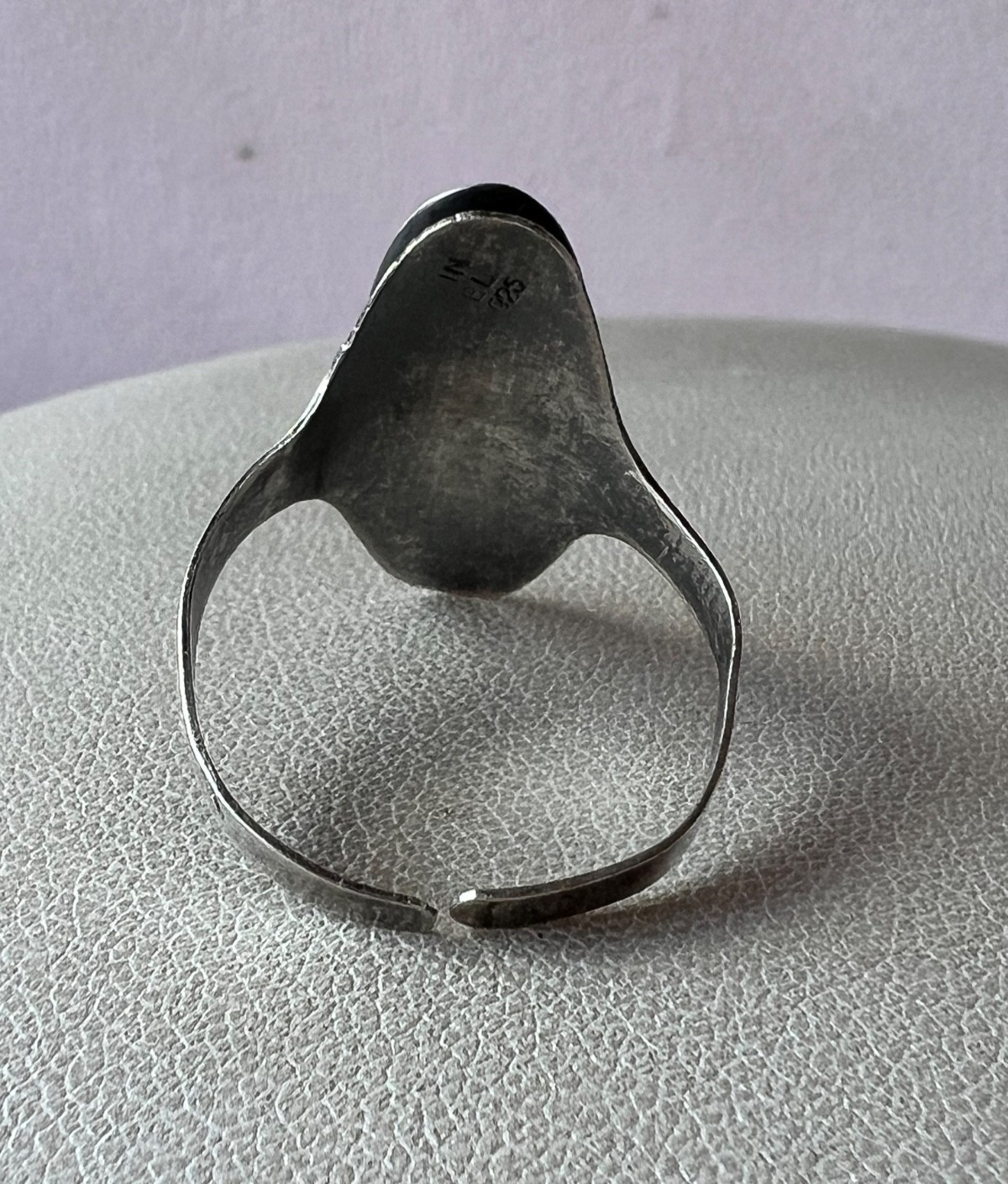 VINTAGE OXIDIZED 925 STERLING SILVER MENORAH ISRAEL RING ADJUSTABLE SIZE RARE