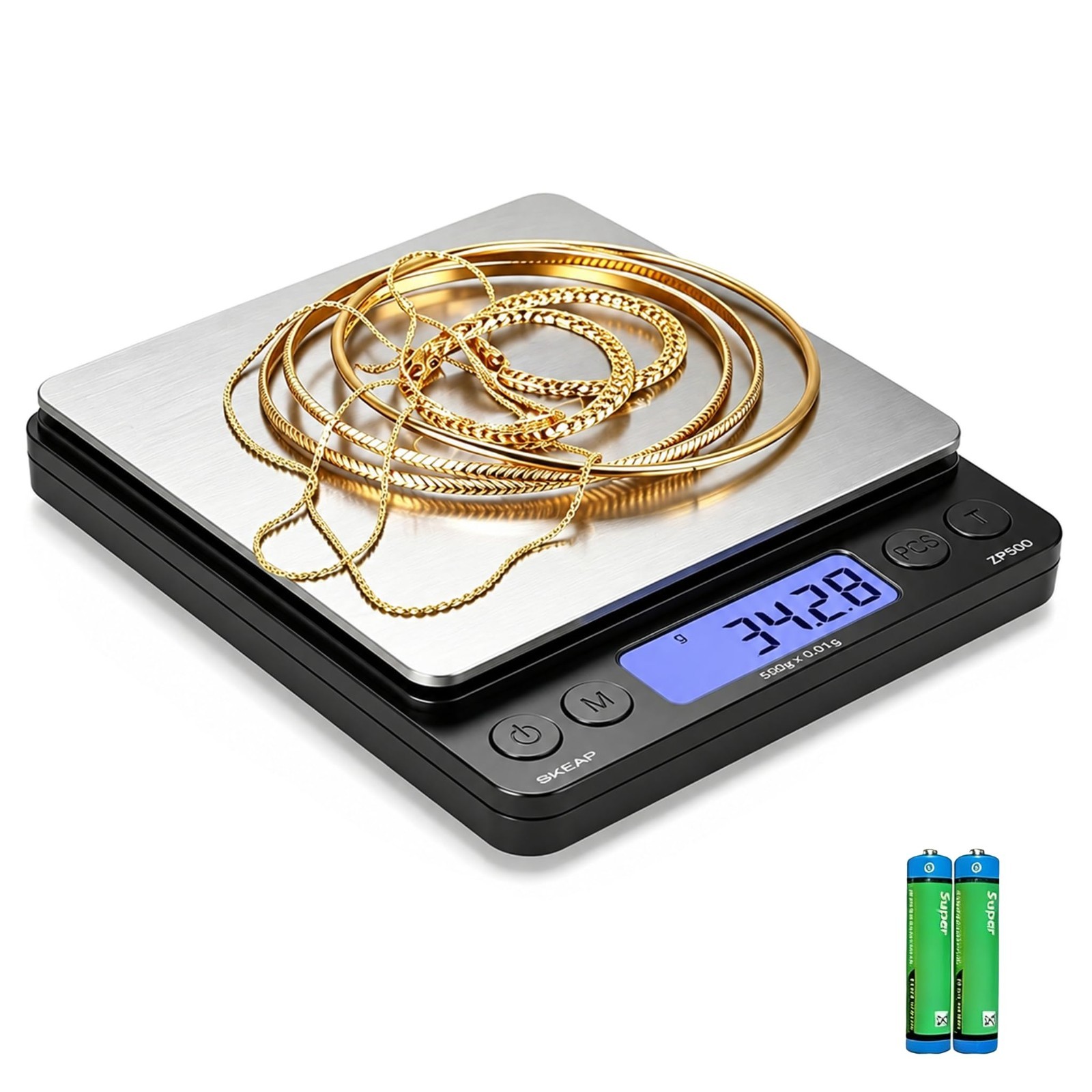 Precision Digital Jewelry Scale 500g x 0.01g – Backlit LCD, Tare Function for Ge