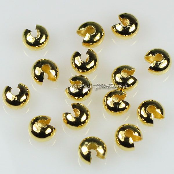 200/500pcs Silver/Gold Plt Copper Crimp Knot Cover End Beads Finding 3mm,4mm,5mm