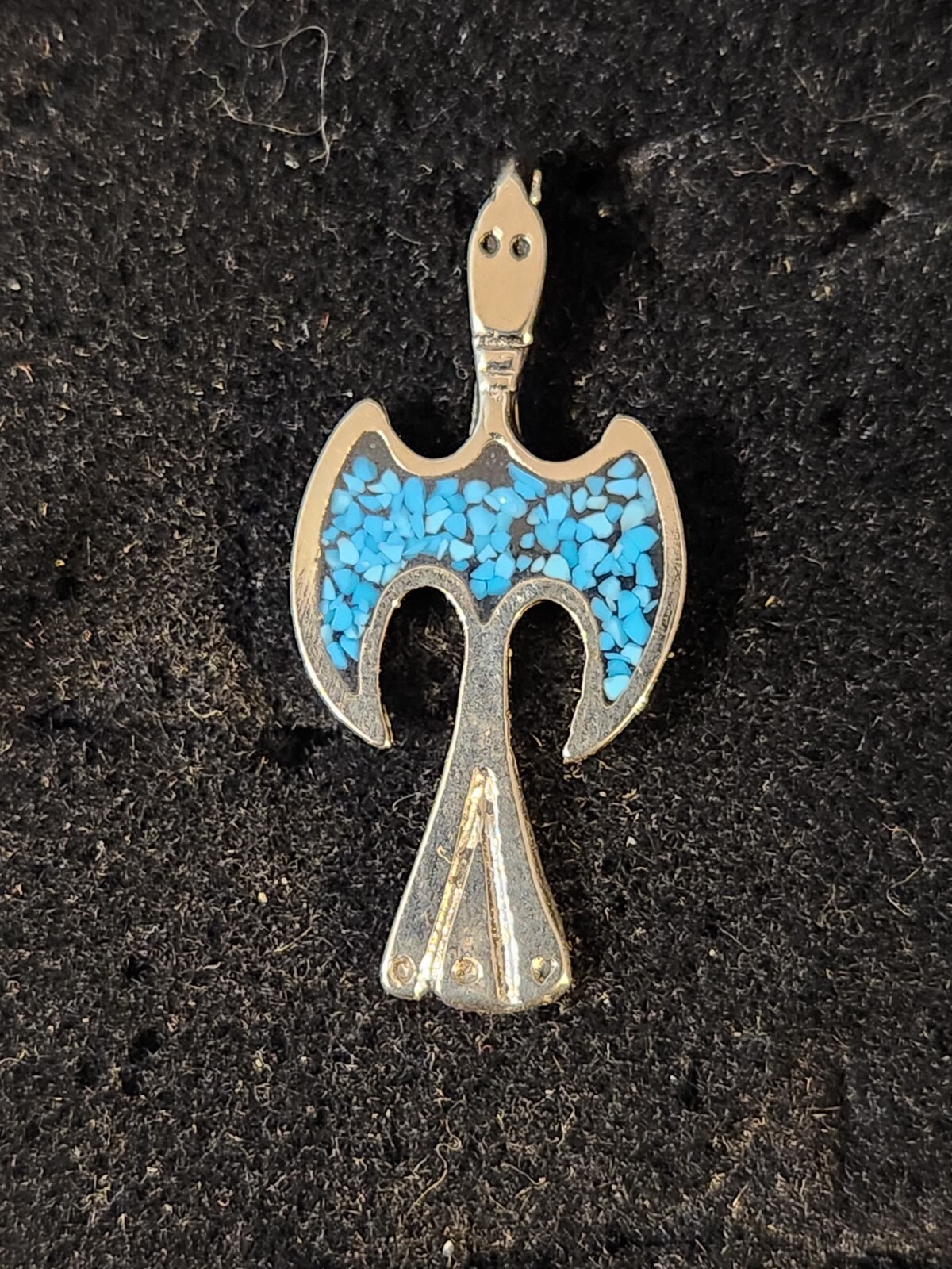 Vintage Nickle Silver PENDENTS Thunderbird Resin Filled Various Sizes