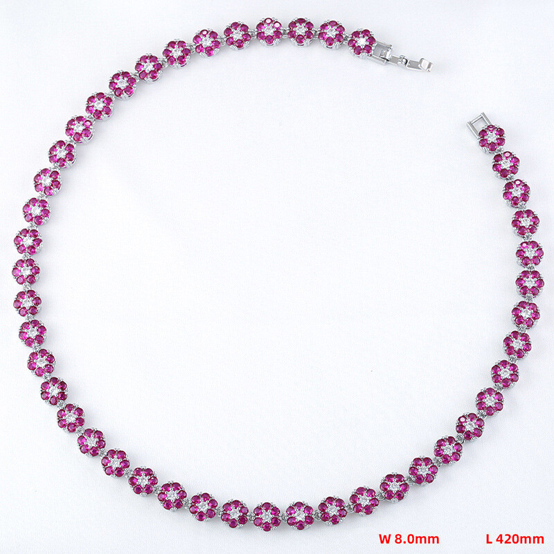 Charm Colorful Flower Tennis Chain Necklace Bracelet Jewelry Women Girl Choker