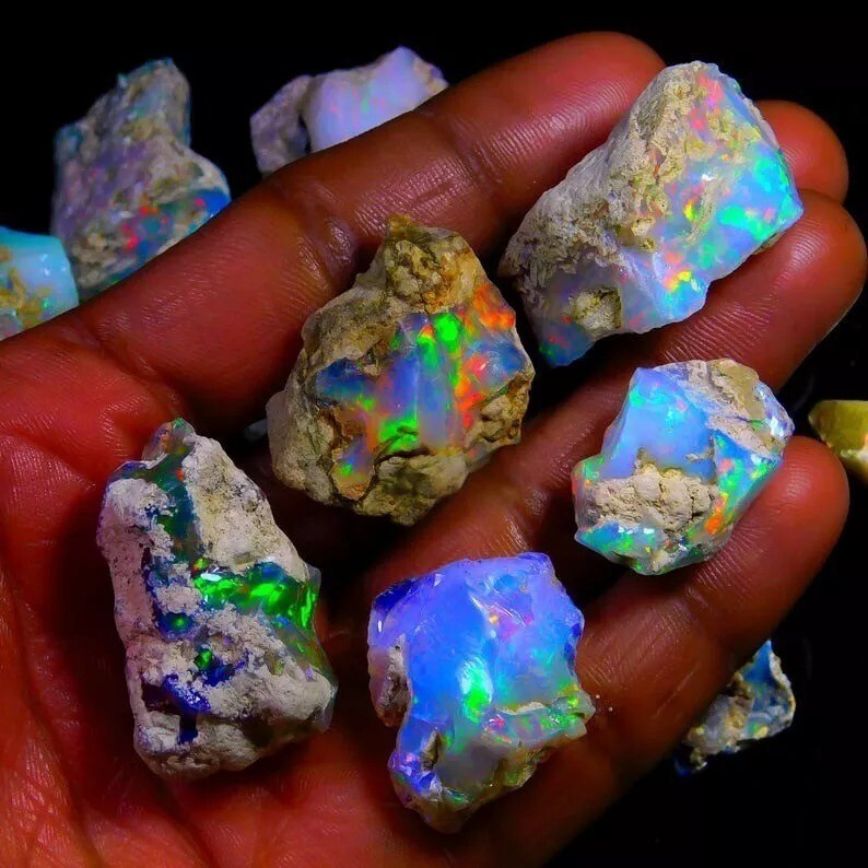 50 Cts Natural Ethiopian Jumbo Welo Fire Opal Rough Specimen Gemstone 5 Pcs Lot