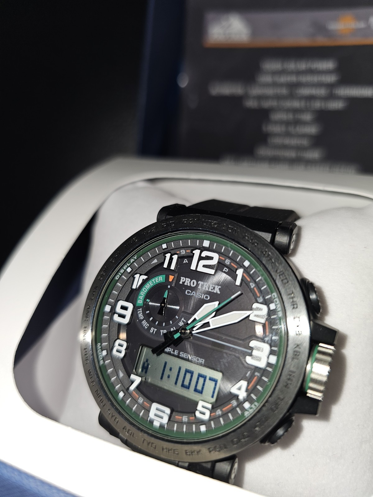 Casio Pro Trek Analog/Digital Quartz Triple Sensor 100m Black/Green w/ Box