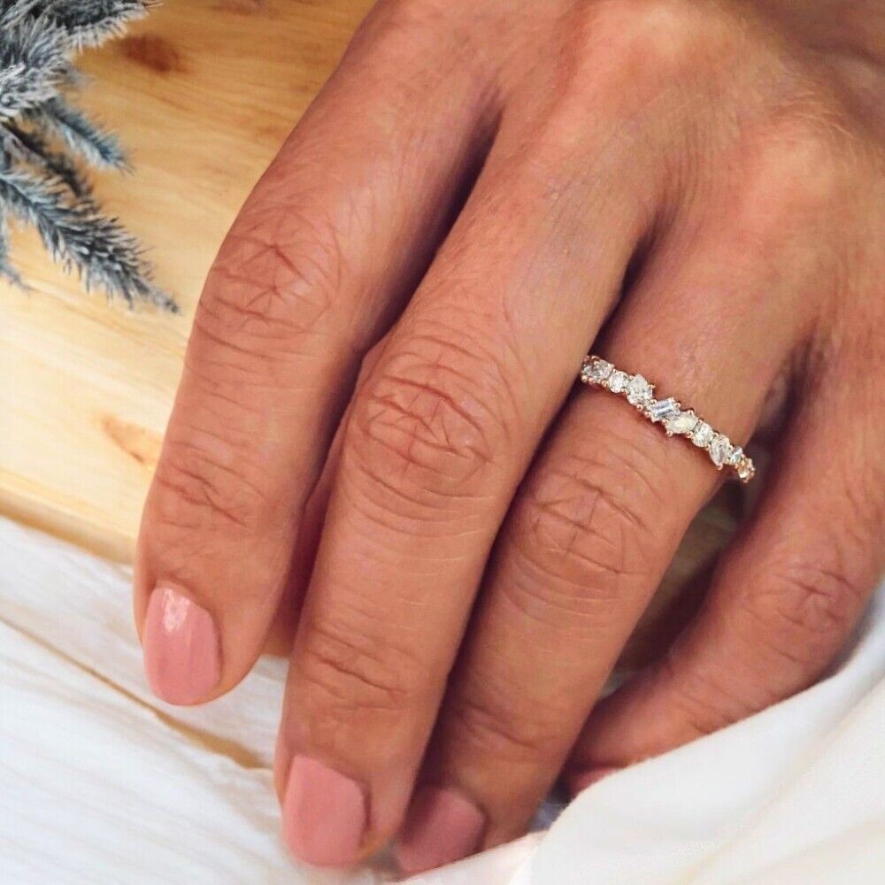 Yellow Gold Engagement Band Round Cut 0.40 Ct GLI HRD Lab Grown Diamond 14K Ring